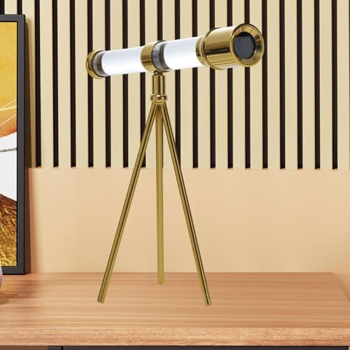 Glass Telescope with Metal Bracket Decorative Statue for Home Decor