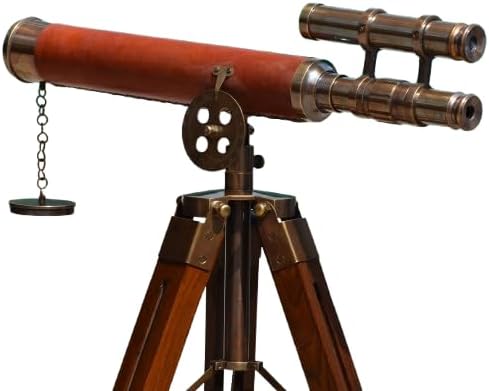 Antique Brass Telescope with Adjustable Tripod Vintage Nautical Decor
