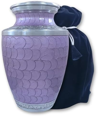 Funeral Urn for Adult Ashes Metal with Lavender Enamel Finish