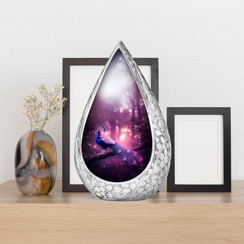 Purple Peacock Mini Urn for Human Ashes - 3 Inch
