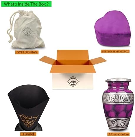 Small Keepsake Cremation Urn with Velvet Case and Funnel Purple Mini Urn for Human Ashes Family Pet or Flowers