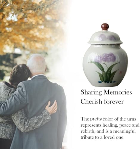 Iris Flower Small Urn for Ashes - 45 Inch Ceramic Keepsake