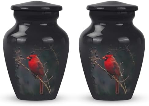 Yatskia Cardinal Bird Mini Urns for Human Ashes Keepsake Pack of 2