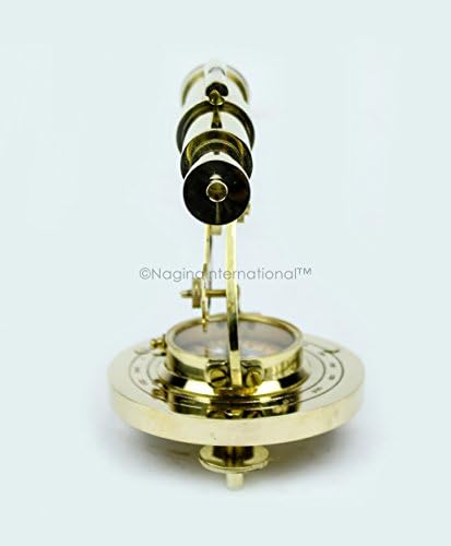 Maritime Polished Brass Telescope Compass with Level Meter Decorative Accent Yellow