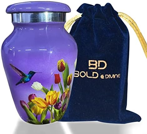 Bold Divine Purple Hummingbird Cremation Urns - 4 Small Keepsakes