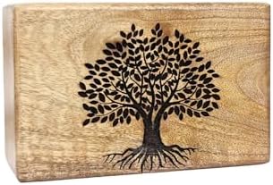 Handcrafted Wooden Cremation Urn with Tree of Life Design
