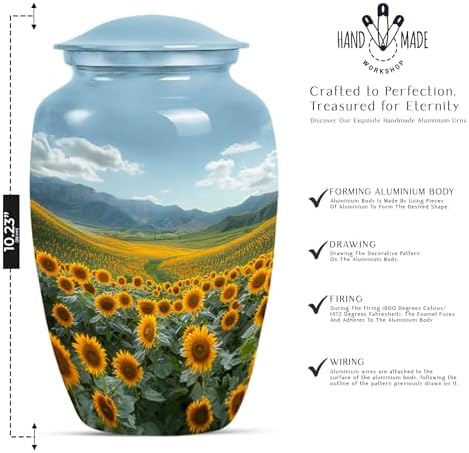 Sunflower Design Decorative Urn for Adult Male Ashes