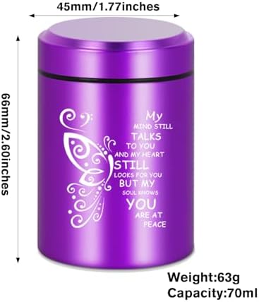 Purple Butterfly Cremation Urn for Human Ashes 275 Inch Mini Keepsake