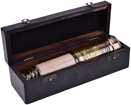 Bharat Haat Pure Brass Wood Telescope Decor BH04924