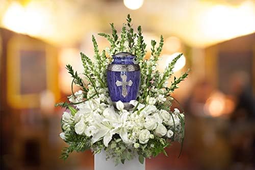 Purple Cross Cremation Urn for Women - Handcrafted Decoration