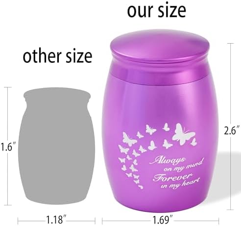 Purple Small Cremation Urns for Human Ashes Keepsake Mini Butterfly Urns