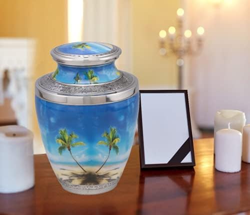 Exquisiteurns Handcrafted Metal Cremation Urn with Velvet Bag