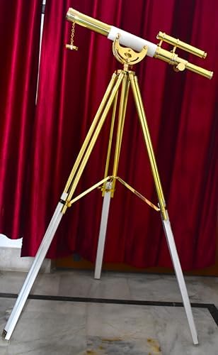 Nautical Brass Telescope with Leather Wrap and Wooden Tripod