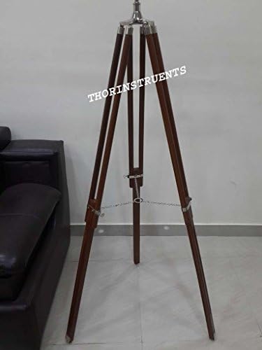 Nautical Vintage Brass Telescope Wooden Tripod Decor