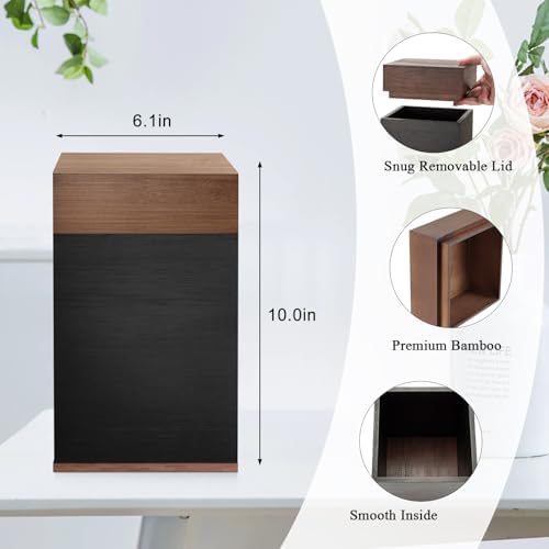 SOITIS Handcrafted Walnut Wood Urn for Ashes - Large Adult Cremation Urn with Bamboo Top and Base