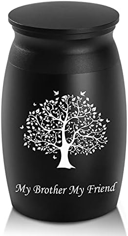 Small Cremation Urn for Sharing Handcrafted Black Keepsake Urn with Tree of Life Engraving
