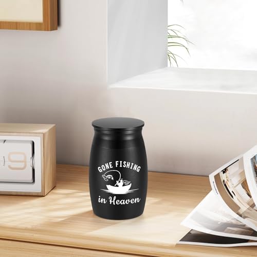 SOITIS Customized Small Urns for Human Ashes - 276 Inches Black Aluminum Urn with Secure Lid