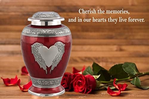 Dignity Angel Wings Urn for Ashes - Large Red Velvet Bag Included