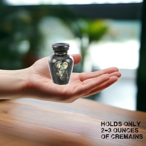 Forever Urns Mini Cremation Urn with 3 Wolves Theme Set of 4 3 cu in Multicolor Handcrafted