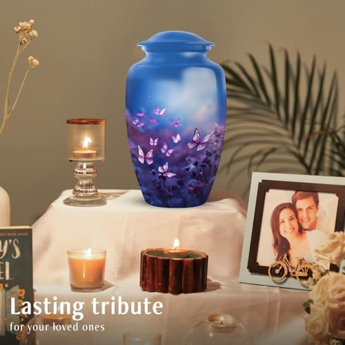 YATSKIA Purple Butterfly Urn - Decorative Cremation Urn for Human Ashes