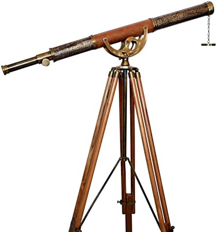 Maritime Wooden Tripod Vintage Anchor Master Telescope