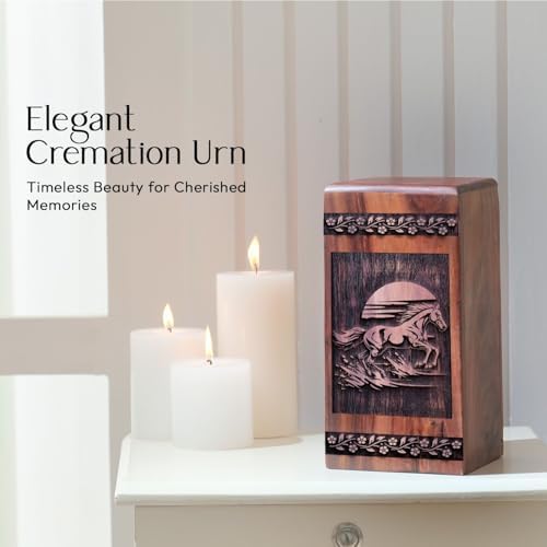 JAGASY 8 Inch Wooden Cremation Urn for Ashes