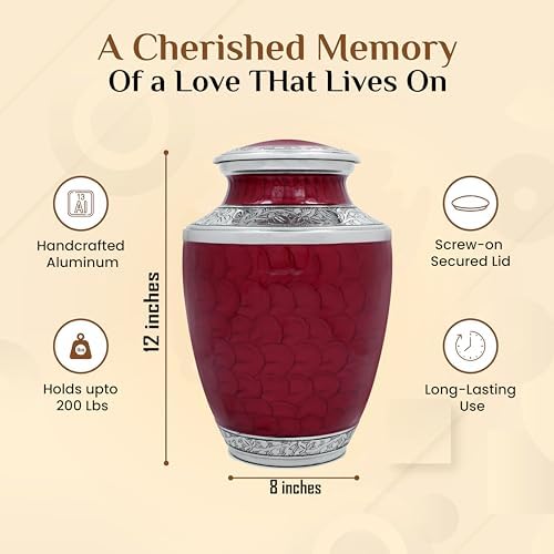Elegant Metal Alloy Cremation Urn - Durable Memorial Urn for Human Ashes