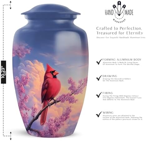 Yatskia Purple Cardinal Bird Cremation Urn for Adult Ashes