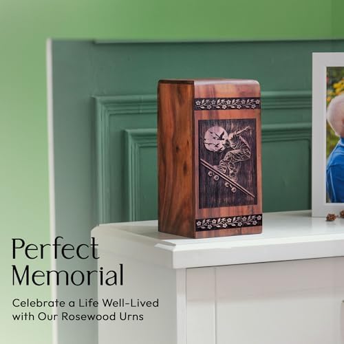 Subsh 8 Inch Black Handmade Wooden Cremation Urn