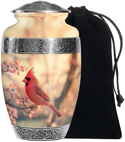 YATSKIA Orange Cardinal Bird Cremation Urn for Human Ashes