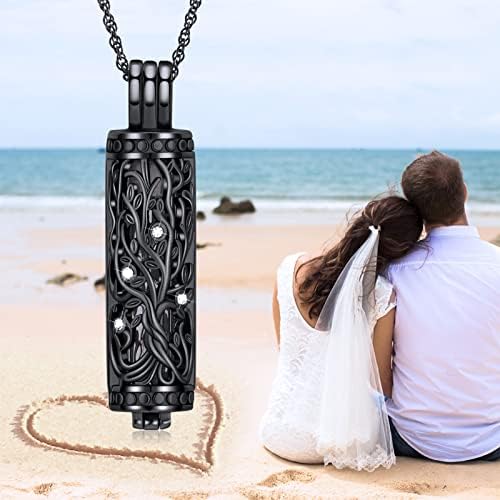 Shajwo Cylinder Cremation Urn Ashes Necklace for Women Men