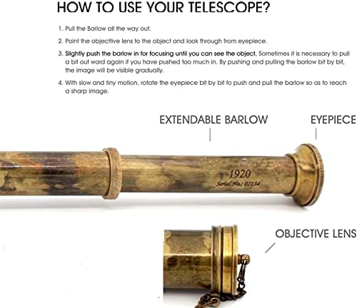 1920 Brass Vintage Telescope with Leather Case