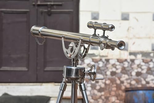 Nautical Double Barrel Brass Telescope with Tripod - Home Decor