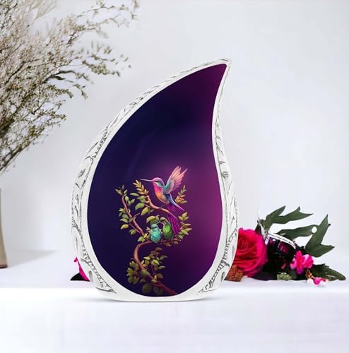 Hummingbird Urn - 10 Inch Metal Cremation Urn for Ashes