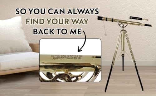 Royal Vintage Floor Standing Brass Telescope with Black Leather and Wooden Tripod