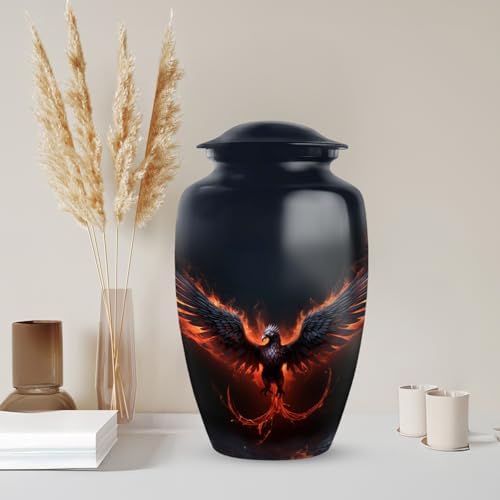 Black Phoenix Urns for Human Ashes - 10 Inch Capacity