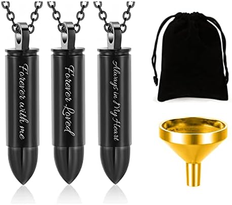 RIPFEVURN 3 Pack Bullet Urn Necklace for Ashes