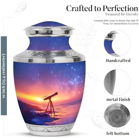 Telescope Cremation Urn for Ashes - 10 Inch Decorative Urn for Men Women