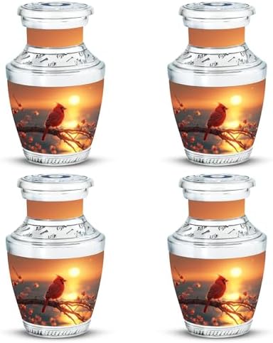 MUKTIVE Cardinal Bird Urn for Ashes Set of 4
