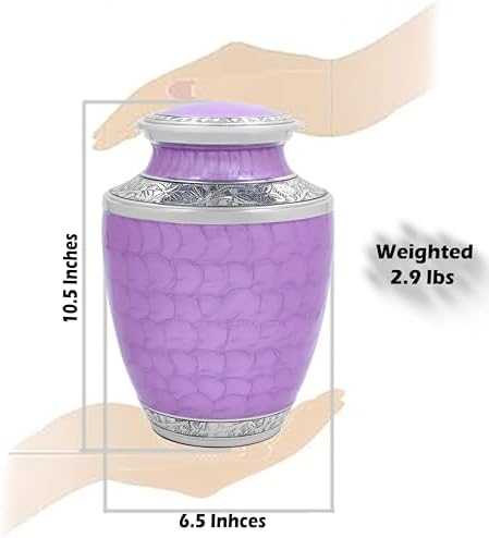 Purple Silver Cremation Urn for Adult 105 Inch Handcrafted