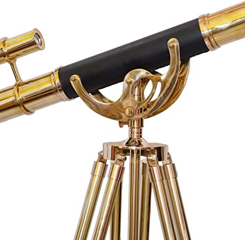 Nautical Double Barrel Telescope with Brass and Wood Tripod