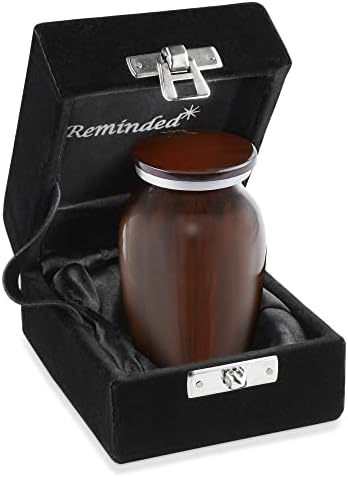 Reminded Brown Mini Cremation Urn with Velvet Case