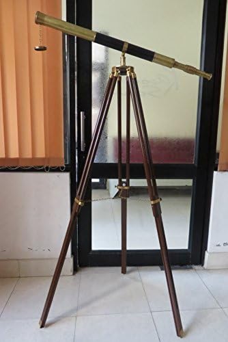 38 Inch Leather Brass Telescope with Tripod Stand
