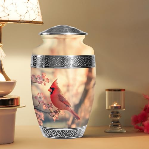 YATSKIA Orange Cardinal Bird Cremation Urn for Human Ashes