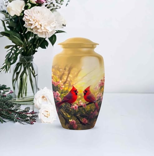 Cardinal Urns for Adult Ashes - Medium Size Yellow 6 Inch Decorative Burial Urn