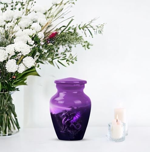 Purple Dragon Keepsake Urns Mini Urn for Human Ashes 3 Inch Size Set of 1