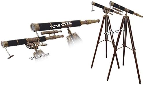 Vintage Look Antique Telescope with Tripod Set of 2