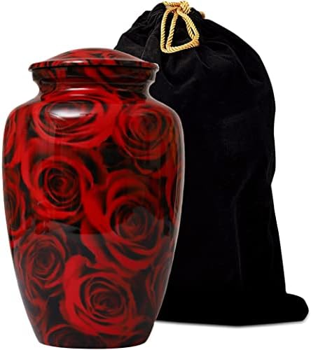 Bhartiya Handicrafts Red Rose Cremation Urn for Human Ashes