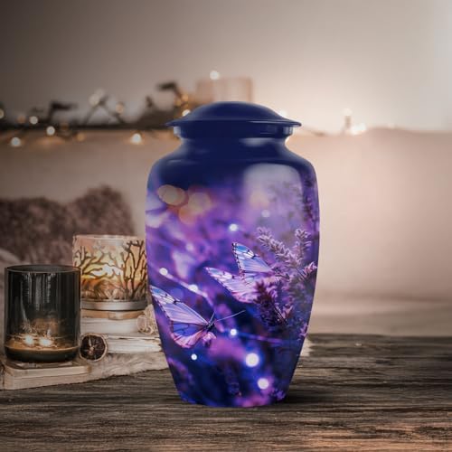 Purple Butterfly Urns For Human Ashes 10 Inch