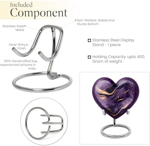 Dark Purple and Gold Design Large Urn for Ashes - 10 Inch 200Lbs and 3 Inch 4 Keepsake Urns Set